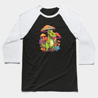 Psychedelic Dinosaur T-Rex Baseball T-Shirt